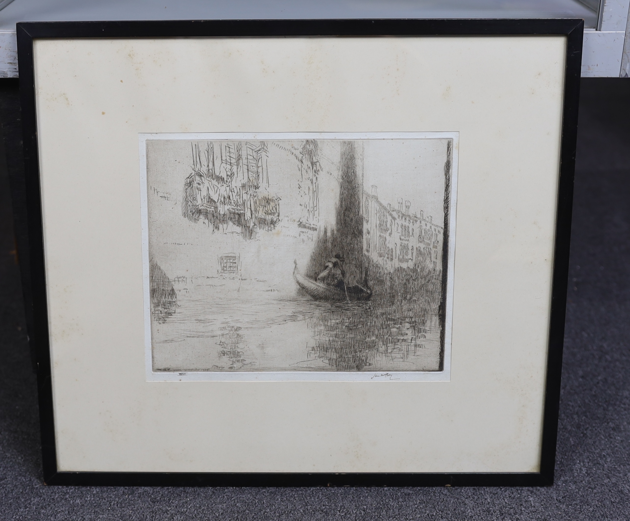 James McBey (Scottish, 1883-1959), dry point etching, 'The Passing Gondola', signed in ink and numbered XXVI, 21 x 26.5cm. Condition - fair